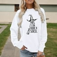thumbnail image 2 of Arlun Yes I Can Drive A Stick Sweatshirts For Women Halloween Witch Printed Pullover Sweatshirts Plus Size Crew Neck Long Sleeve Loose Comfy Hoodless Tops White XL, 2 of 4