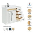 thumbnail image 2 of Ariel Hepburn 42 In. Left Offset Rectangle Sink Bathroom Vanity With Carrara White Quartz Countertop 1.5 Edge In White, 2 of 9