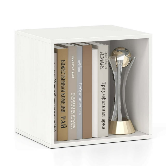 Costway 1 PCS Cube Storage Organizer Stackable Open Book Shelf for Small Space Storage System White