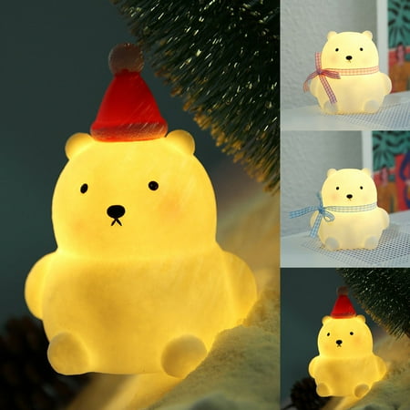 

Porfeet LED Night Light Lovely Shape Ornamental Bedside Lamp Cartoon Bear Night Lamp Decor for Girl s Room(Red)