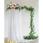 HAOSHICS Wedding Arch Flowers, 30 Inch Rustic Artificial Floral Swag for Lintel, Arbor and Ceremony, Green Leaves Rose Peony Door Wreath Reception Backdrop Home Decoration, Champagne
