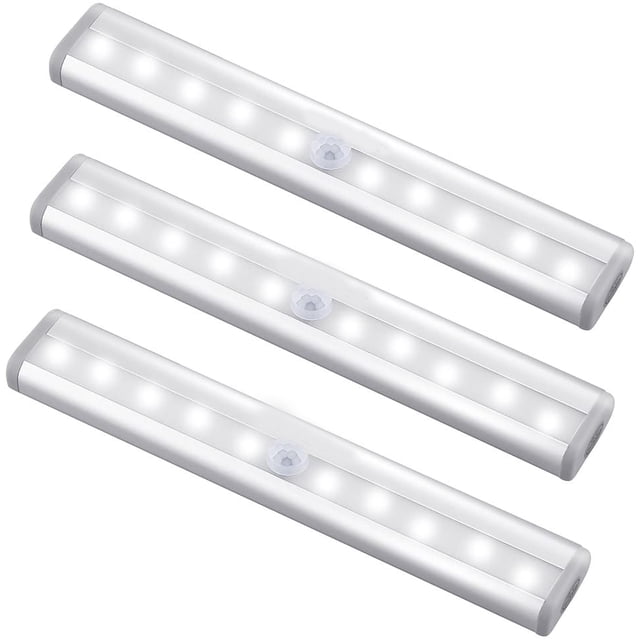 La batería de luz de control remoto LED inalámbrico de 3 piezas es blanca Ormromra WMPH-817