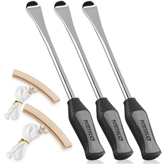 NEIKO 20600A Tire Spoon Levers, Repair Tool Kit, 11 1/2-Inch Hardened Steel Irons, 2 Rim Protectors, 5-Piece Tire Levers Set, Tire Changing Tool, Small Tire Tools
