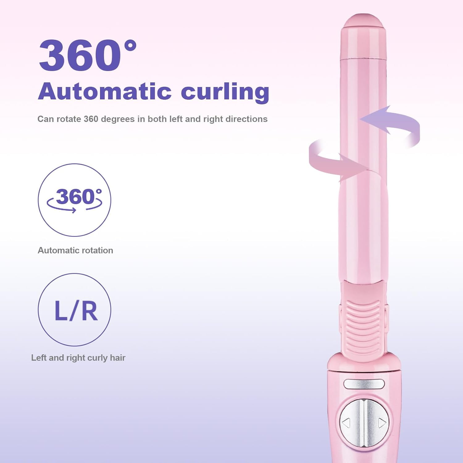 Automatic Rotating Curling Iron, 1-Inch Auto Hair Curler with 4 Temperature Settings & LCD Display, Anti-Scald & Dual Voltage