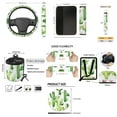 thumbnail image 7 of Yuyamidu Cactus Car Seat Cover Full Set 15 PCS Green Steering Wheel Cover Seat Belt Strap Pads Cup Coasters Gabage Box Air Vent Storage Bag Rearview Mirror Cover Keychain Auto Decor, 7 of 7