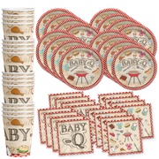 Baby-Q Baby Shower Party Supplies Set Plates Napkins Cups Tableware Kit for 16