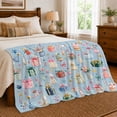 thumbnail image 6 of YShenghong Whimsical Presents Cakes And Party Hats Pattern Printed Flannel Blanket, 6 of 7