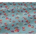 thumbnail image 4 of oneOone Cotton Jersey Sky Blue Fabric Flower & Leaves Watercolor Fabric For Sewing Print Craft Fabric By The Yard 58 Inche Wide, 4 of 4