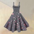 thumbnail image 4 of Women's Vintage Swing Dress A Line Sleeveless Heart Printed Wedding Guest Party Dresses Wine M, 4 of 5