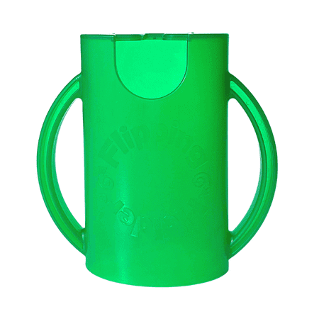 Squeeze Proof Flipping Holder ORIGINAL (without lid) for Food Pouches & Juice Boxes (Green) - Multipurpose Design - Prevent Messes & Support Self-Feeding - Handles for Easy Grasping