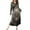 Brown, variant on Women's Nightgown Sleep Dress Long Loungewear V-Neck Henley Nightdress with Pocket Floral Print for Spring Fall,Black,L