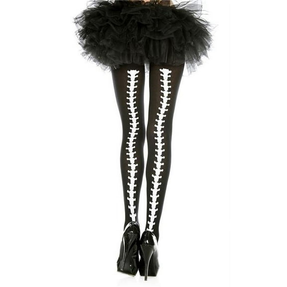 Music Legs Women's Women's 37340-BLACK-WHITE Vertebrae Backseam Pantyhose; Black & White 37340-BLACK/WHITE