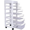 thumbnail image 6 of 6-Drawer Plastic Storage Cart, Rolling Storage Cart with 6 Drawers & Organizer Top, White Storage Drawer Cart, Drawer Organizer Carts for Home Office Bedroom, 6 of 9