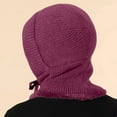 thumbnail image 6 of Women's Winter Hat Scarf Mask Integrated, Fleece Lined Knit Beanie with Face Cover, Windproof Cold Weather Riding Cap, Thermal Ear Protection Hooded Hat for Cycling - Hot Pink, 6 of 7