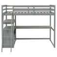 thumbnail image 4 of EUROCO Twin Size Loft Bed with Desk and Shelf, Gray, 4 of 11