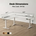 thumbnail image 4 of 62.9" Electric L Shaped Standing Desk ,Adjustable Height Corner Desk with Monitor Shelf, Sit Stand Table for Home Office Computer Workstations,Splice Board,White, 4 of 8