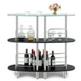 thumbnail image 1 of Costway Bar Table Wine Storage Home Liquor Pub Table w/Tempered Glass Top & 2 Shelves, 1 of 10