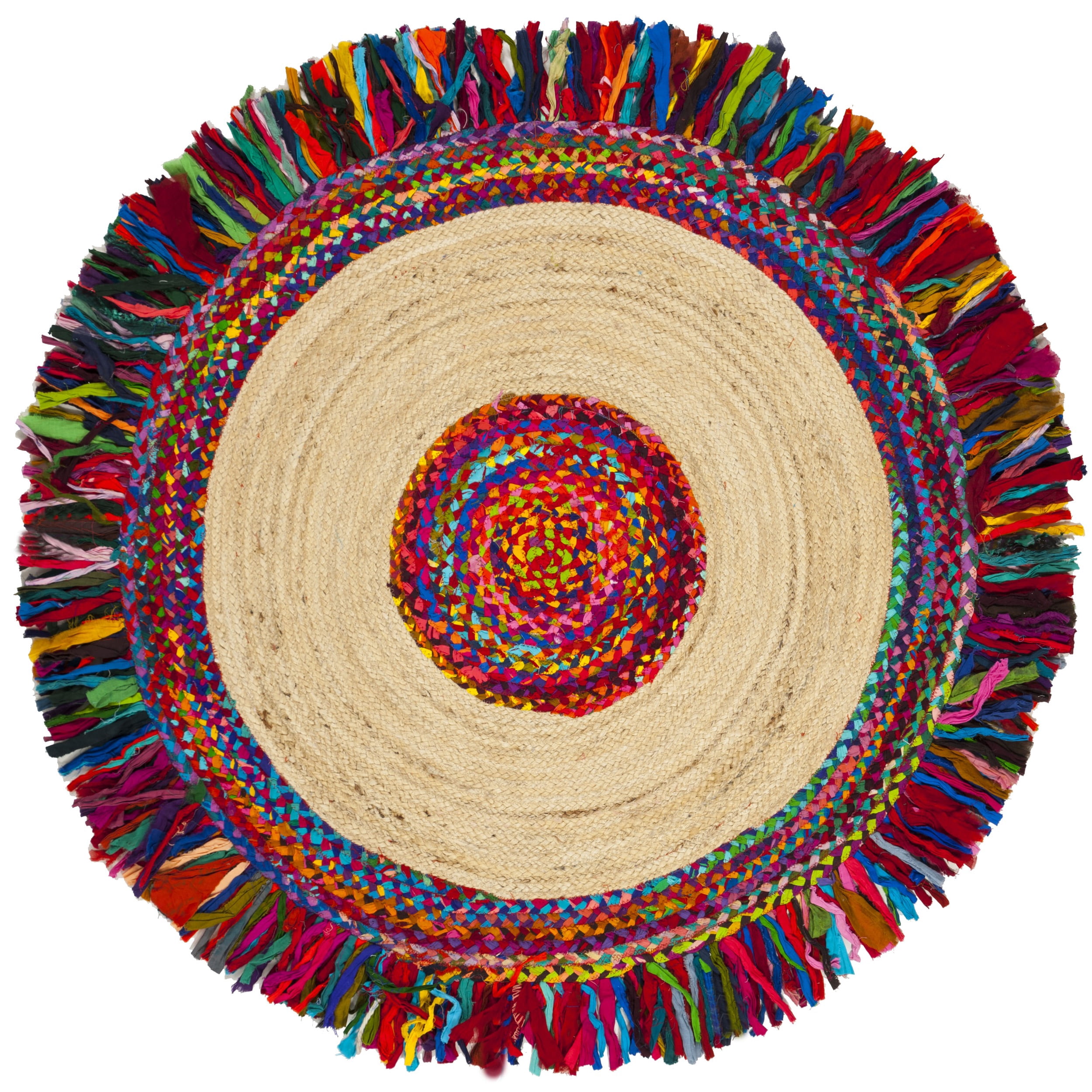 SAFAVIEH Cape Cod Keeleigh Geometric Area Rug, Ivory/Red, 4' x 4' Round