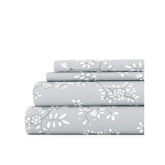 Juego de Sábanas Antiarrugas Ultrasuaves y Transpirables: Enrejado de Vid Gris Claro para Ropa de Cama Tamaño Queen de Comfort Canopy