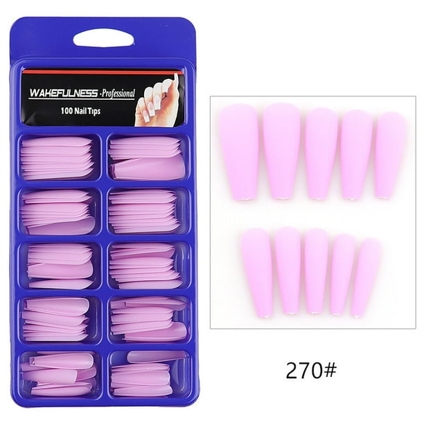 Uñas postizas, uñas postizas, regalos para mujeres, 100 piezas de uñas postizas mate, parches largos para decoración de uñas, caja de uñas completamente esmeriladas, uñas postizas