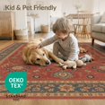 thumbnail image 4 of ODIKA 4'x6' Washable Area Rug Rich Red Floral Medallion Design Intricate Border with Classic Motifs for Home Office, Under Desk, Non-Slip Chair-Friendly, Flatwoven, 4 of 7