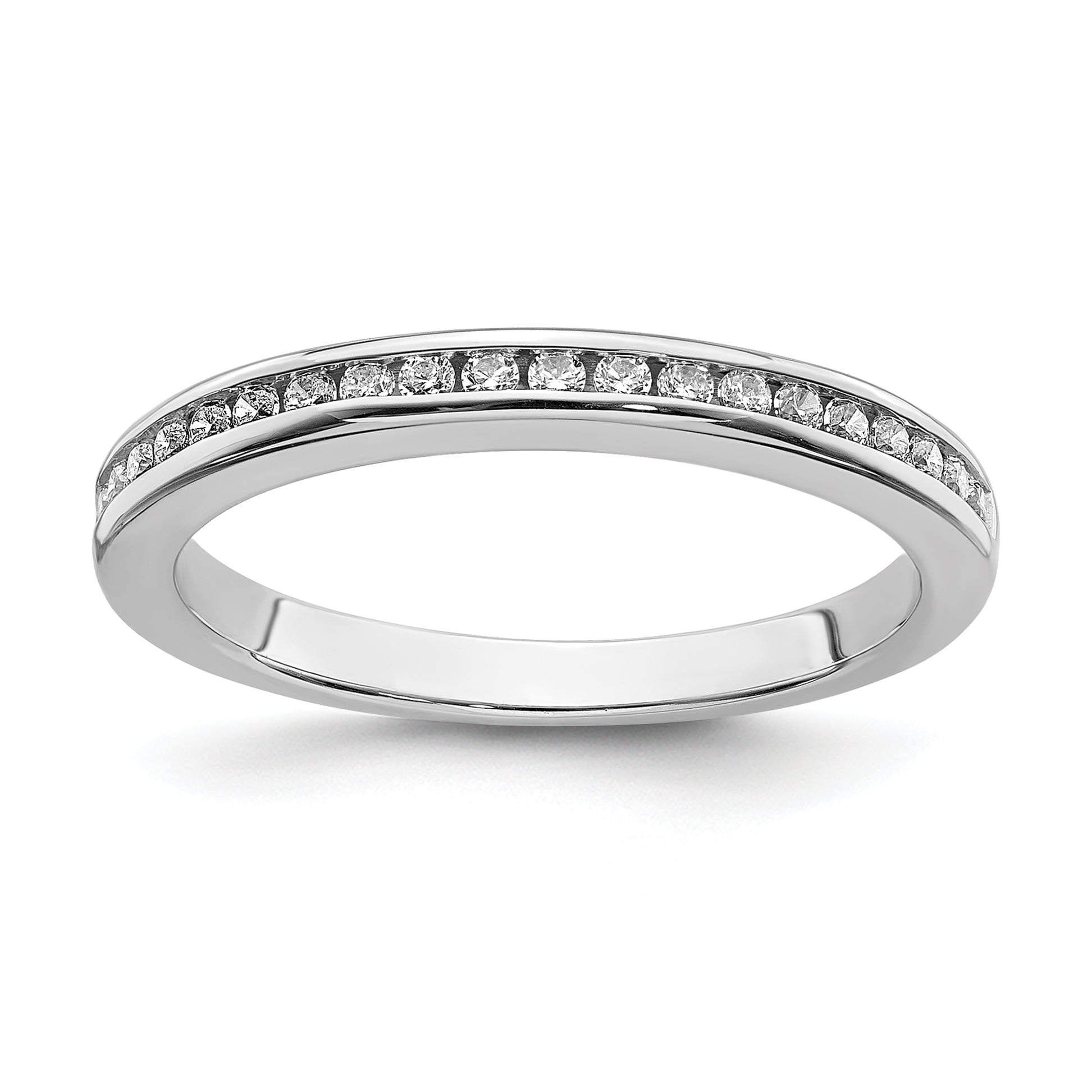 0.21ct Solid 14K White Gold Prong Set Bridal Wedding Engagement Band Ring 