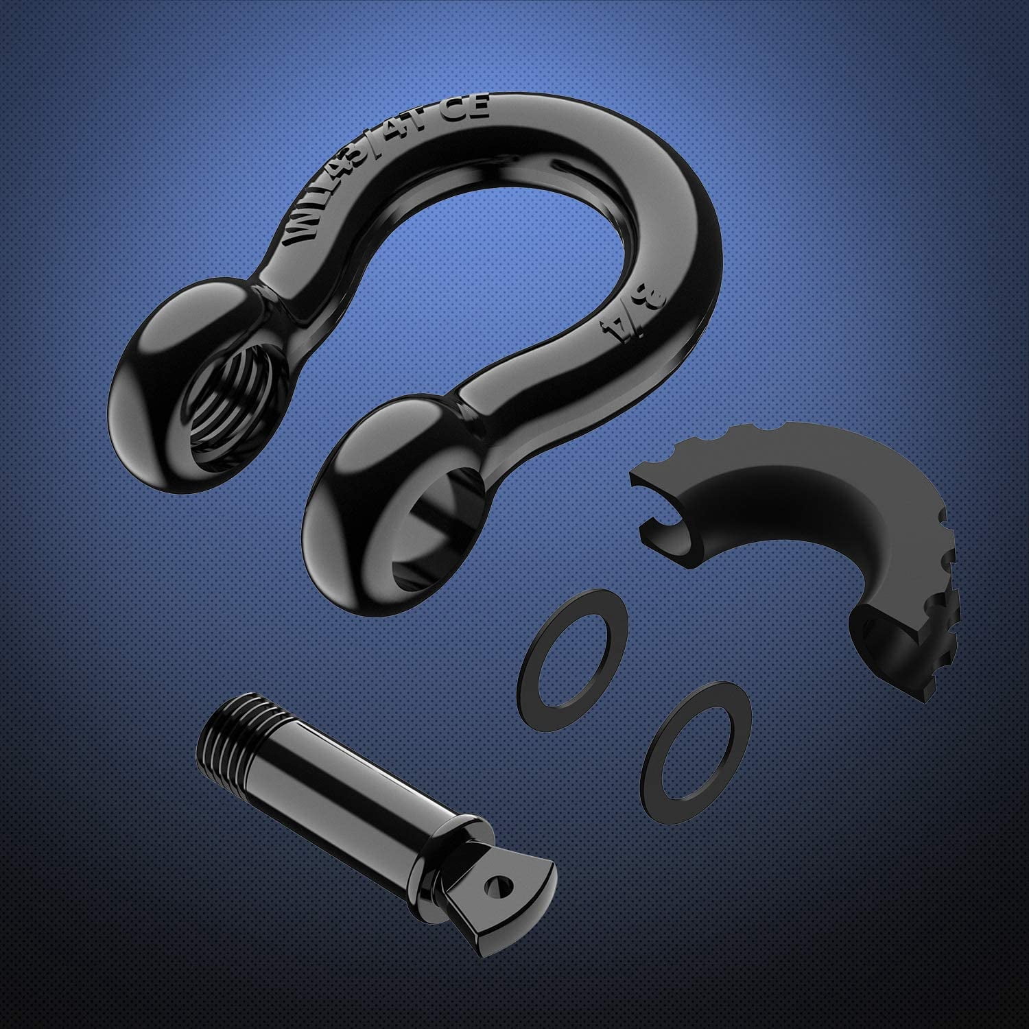 2 Pack 3/4" D-Ring Shackle 4.75 Ton (9500 Lbs) Capacity with 7/8" Pin Heavy Duty Off Road Recovery Shackle with Isolators & Washer Kit for Jeep Truck Vehicle