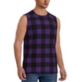 thumbnail image 2 of Fotbe Purple Black Plaid Men's Camiseta sin Mangas Estampada para Hombres, Playera Casual para Gimnasio, Entrenamiento, Playa-XX-Large, 2 of 7