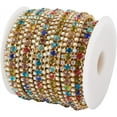 thumbnail image 1 of HAHDAXIA Fashewelry 1 Roll/4.8 Yards 3 Rows Crystal Rhinestone Close Chain 8.5mm Wide Colorful Rhinestone Claw Cup Chain Trim with Gold Base for Sewing, Clothing, Wedding Cake, Wine Glass Dec, 1 of 6