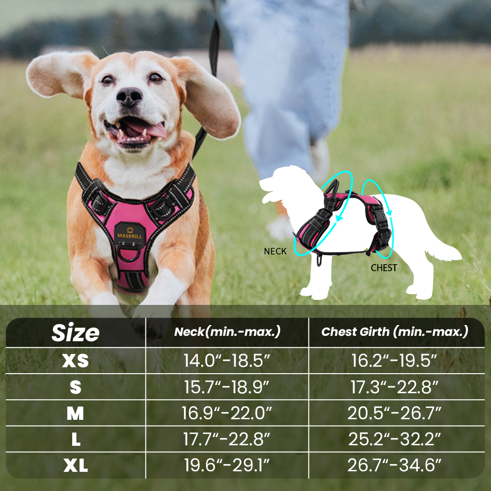 MASBRILL Reflective No-Pull Dog Harness, Pink XS photo 5