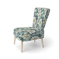 thumbnail image 3 of Designart "Coastal Blue Bloom Elegance I" Blue Floral Upholstered Accent Chair - Cottage Arm Chair For Bedroom, 3 of 5