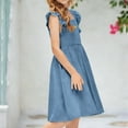 thumbnail image 2 of Bovxnpu Summer Girls Dresses, Toddler Girls Spaghetti Strap Ruffle Sleeve Cotton Linen Summer Princess Dress Girls Midi Dress Sundress, 2 of 7