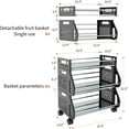 thumbnail image 2 of 3-Tier Rolling Stackable Vegetable Fruit Basket Utility Cart Rack, 2 of 8