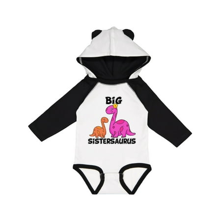 

Inktastic Big Sistersaurus with Cute Sibling Dinosaurs Gift Baby Girl Long Sleeve Bodysuit