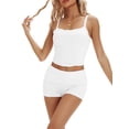 thumbnail image 5 of Biezeib Women's Summer Loungewear Set Lace Trim Cami Tops with Fold Over Waist Shorts Sleepwear, 5 of 6