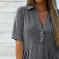 thumbnail image 7 of WRFWUL Womens Cotton Linen Shirt Dress Collared Short Sleeve Tiered Casual Mini Dress Loose Fit Summer Tunic Dress for Beach Vacation, 7 of 7