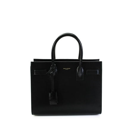 Saint Laurent Womens Leather Sac du Jour Tote Handbag Black Gold