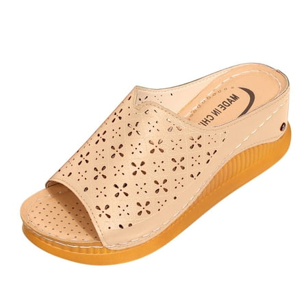 

ASEIDFNSA Womens Slippers Wedge Sandals for Women Size 7 Hollow Stitching And Platform Women S Peep Toe Shoes Ladies Sandals Summe Fashion Spring Roman Women S Sandals