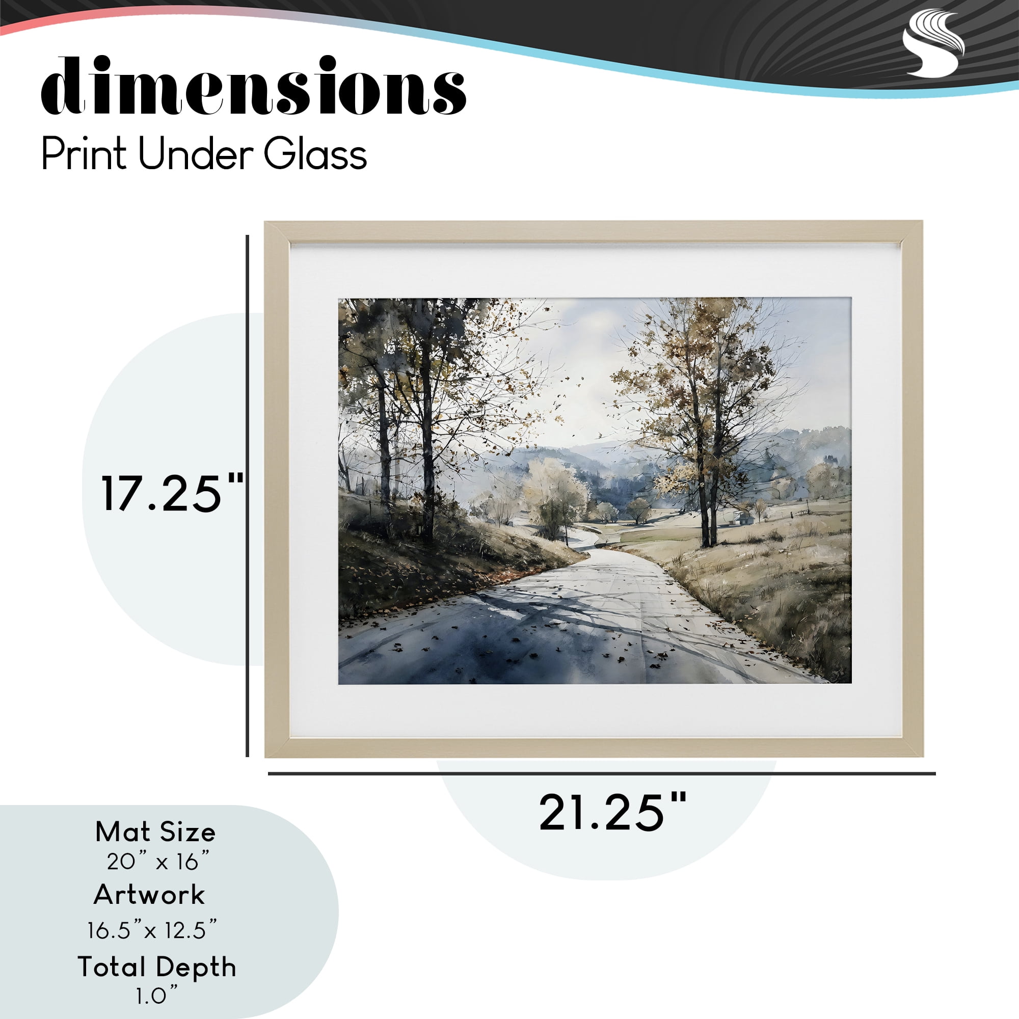 Stupell Industries Country Road in Autumn Birch Framed Print Under Glass, design by Franklyn Gregory