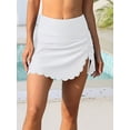 thumbnail image 3 of Charmo Womens Scallop Trim Swim Skirt High Waisted Swimsuit Bottoms Side Split Bikini Bottoms, 3 of 7
