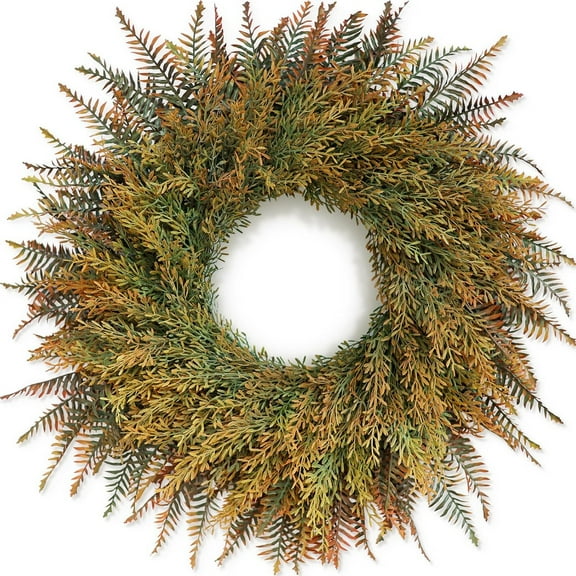 26'' Large Fall Wreath for Front Door, Porch, Window- Artificial Fern Leaves and Faux Wheat Grass Outdoor Autumn Wreath for Home, Farmhouse Wall Thanksgiving Day Harvest Festival Decor