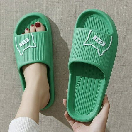 

QWZNDZGR Cute Cat Women Slippers Summer Slide Cartoon Shoes Eva Outdoor Women Slides Soft Thick Soled Non-Slip Pool Indoor Home Slippers