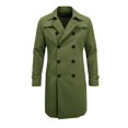 thumbnail image 2 of uublik Mens Trench Coat Army Green Long Sleeve Classic Overcoat Open Front Cardigan Jacket, 2 of 6