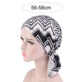 thumbnail image 4 of Classic Print Foldable Headscarf Cap Cotton Blend Ruffles Edge Stretchy Sleep Beanie Hair Accessories, 4 of 11