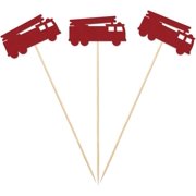 Fire Truck Centerpiece Sticks, 12-Pack Table Topper Double-Sided Firefighter Birthday Baby Shower Party Decorations