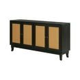thumbnail image 3 of Sideboard Cabinet, Buffet Cabinet with Storage and 4 Rattan Doors, Built-in Adjustable Shelves, Rattan Storage Cabinet Cupboard Console Table for Living Room, Kitchen, Hallway, Entryway, Dark Grey, 3 of 8