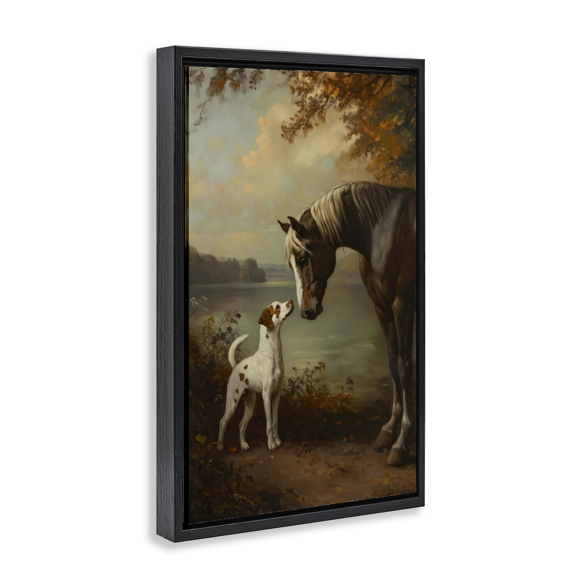 Stupell Industries Autumn Companions Hunting Party Black Framed Floater Canvas Wall Art, design by Petal Prints Design