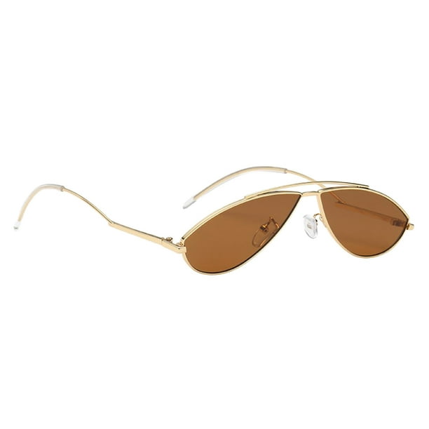 Gafas de Sol Jinwen Ojo de Gato Lente Marrón Marco Dorado
