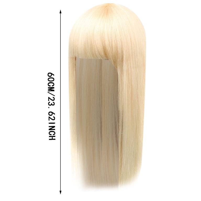 Human Hair Blonde Wig, Long Straight Style, Lace Front, Heat  display picture 3
