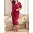 thumbnail image 4 of Cueply Women Plus Size Pajamas Set Short Sleeve Pjs Sleepwear Loungewear Nightwear with Pockets, 4 of 8